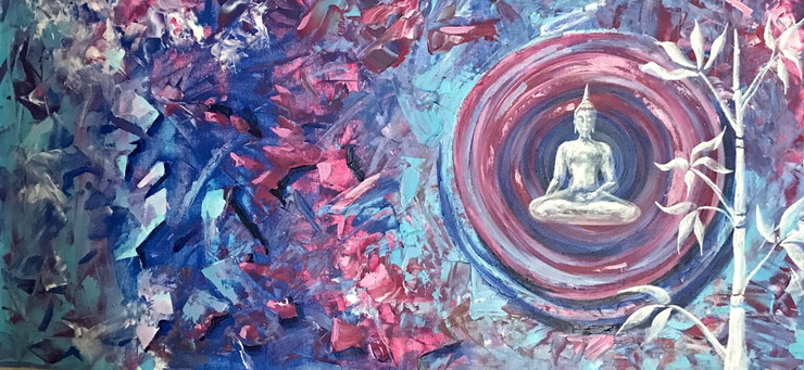 Healing-2 (ART_1316_33991) - Handpainted Art Painting - 38in X 17in