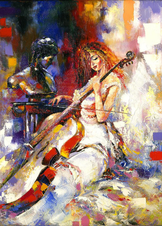 The Musical Lady (PRT_990) - Canvas Art Print - 14in X 19in