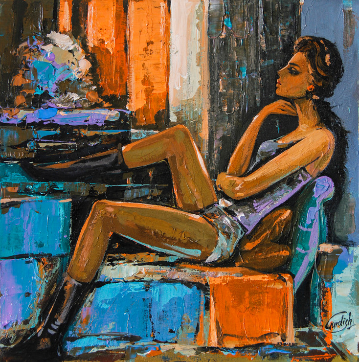 Her Calmness And Gentleness Painting (ART_2571_34164) - Handpainted Art Painting - 18in X 18in