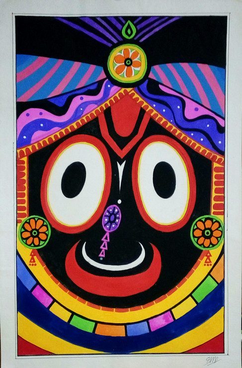 JAI JAGANNATHA SWAMI (ART_5922_34431) - Handpainted Art Painting - 14in X 22in