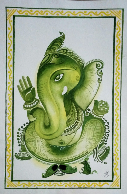 EKADANTA (ART_5922_34430) - Handpainted Art Painting - 15in X 22in
