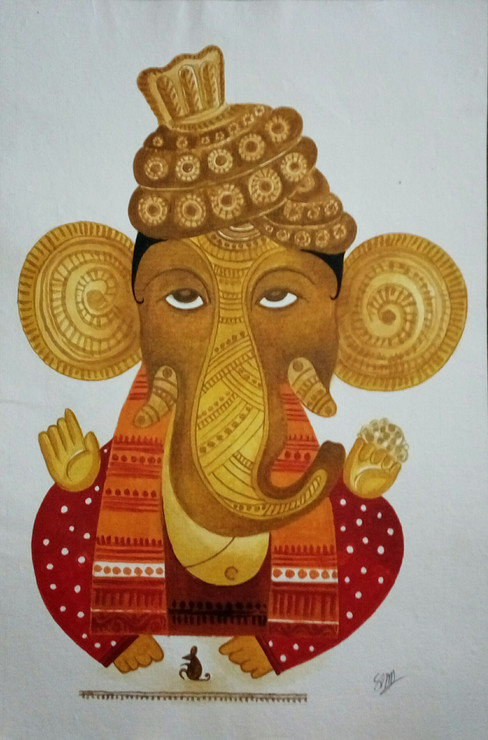 THE GOD OF ALL BEGINNINGS (ART_5922_34429) - Handpainted Art Painting - 13in X 20in