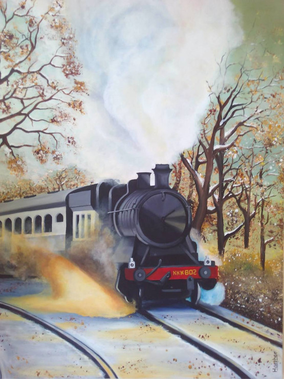 The Steaming Beauty (ART_889_13346) - Handpainted Art Painting - 30in X 40in
