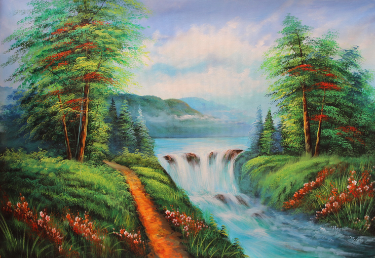Beauty Of Nature-02 (ART_3319_34504) - Handpainted Art Painting - 36in X 24in