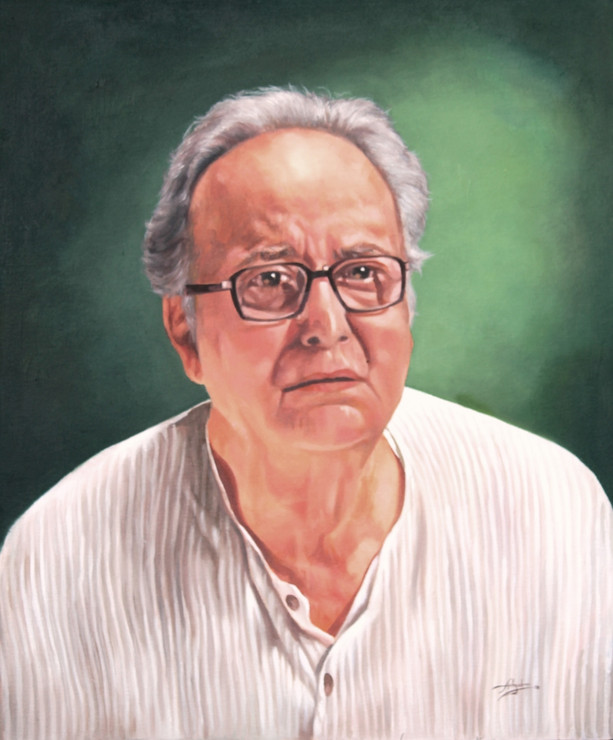 Soumitra Chatterjee (ART_4047_34909) - Handpainted Art Painting - 18in X 24in (Framed)