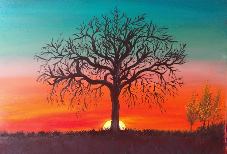 The soul tree (ART_6109_35207) - Handpainted Art Painting - 18in X 12in