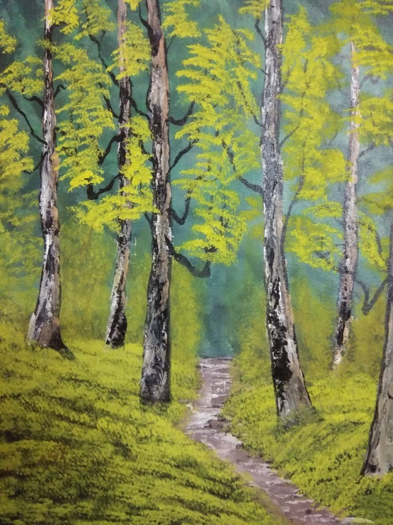 Walk on the Green Side (ART_5902_35218) - Handpainted Art Painting - 20in X 24in