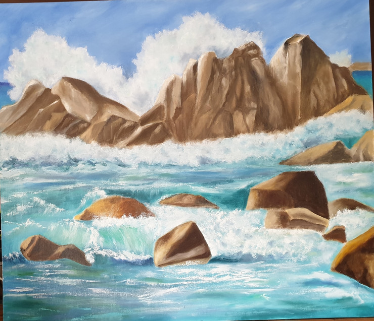 Seascape  (ART_6174_35626) - Handpainted Art Painting - 37in X 30in