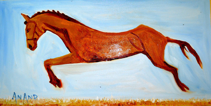 MY FAVORITE HORSE (ART_6175_35705) - Handpainted Art Painting - 42in X 22in