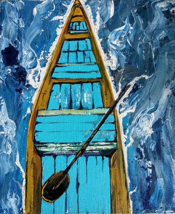 Shikara To Kashmir (ART_1252_35765) - Handpainted Art Painting - 10in X 12in