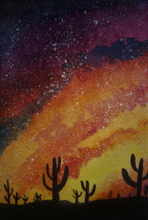 Galaxy  (ART_6205_35763) - Handpainted Art Painting - 8in X 12in