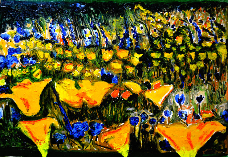 VALLEY OF FLOWERS-2 (ART_6175_35784) - Handpainted Art Painting - 33 in X 23in