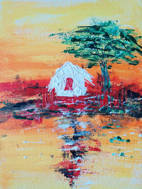 The shack (ART_6239_35870) - Handpainted Art Painting - 16in X 20in