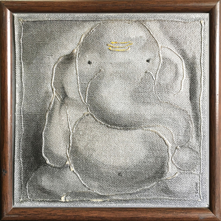 Ganesha (ART_6267_36479) - Handpainted Art Painting - 7in X 7in (Framed)