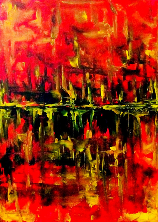 (Hand painted Acrylic on Canvas) The Mirage  (ART_2989_26891) - Handpainted Art Painting - 18in X 24in