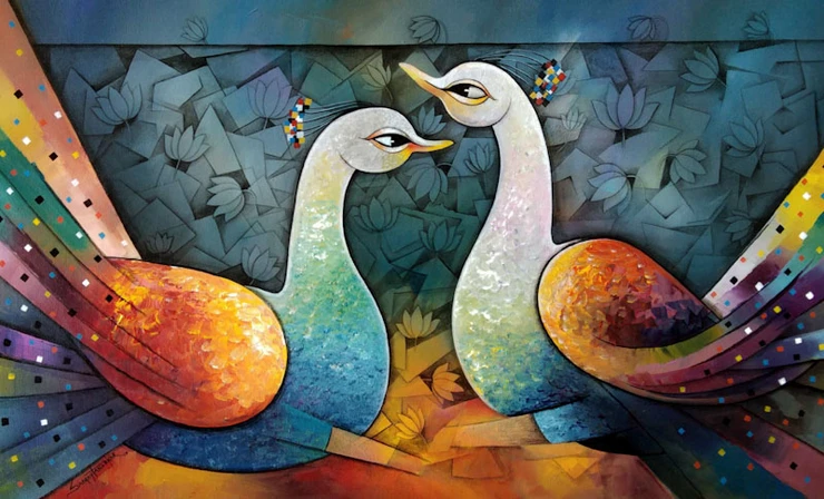 Love 15 (ART_3298_36560) - Handpainted Art Painting - 38in X 23in