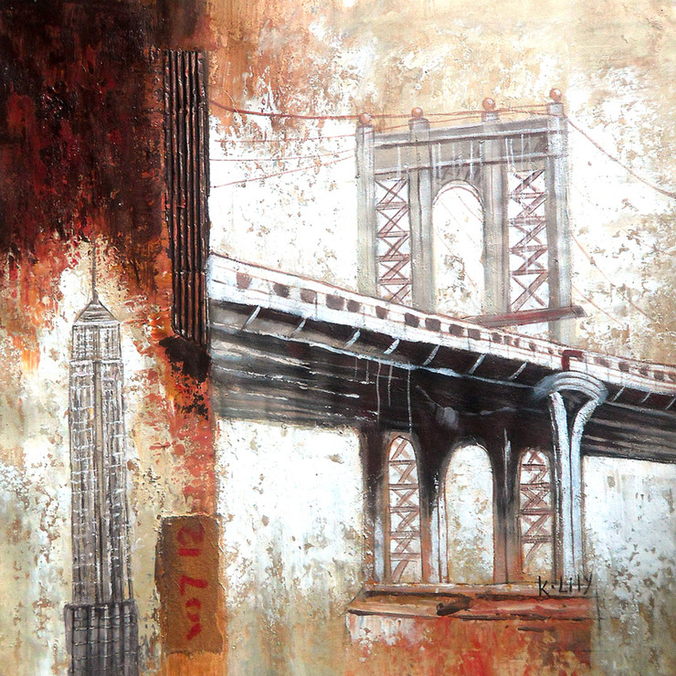 landscape,monument,bridge,brown,painting of the bridge,bridge painting