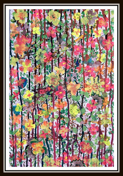 Flower Art  - 13in X 19in (Border Framed),ART_PHME55_1319,Artist Paresh More,Flower,paintings of flowers, Buy Online painting in india