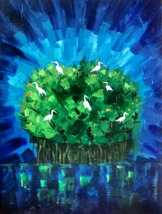 ISLAND (ART_6379_36943) - Handpainted Art Painting - 18in X 24in