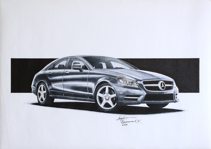 Mercedes Benz CLS 2011 (ART_6350_36863) - Handpainted Art Painting - 17in X 12in