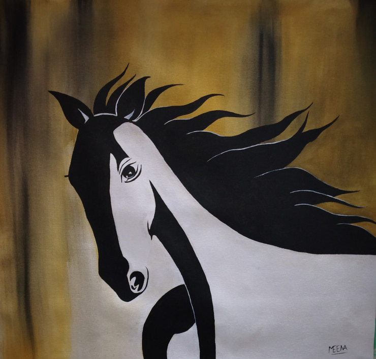 Horse (ART_5912_37559) - Handpainted Art Painting - 21in X 19in