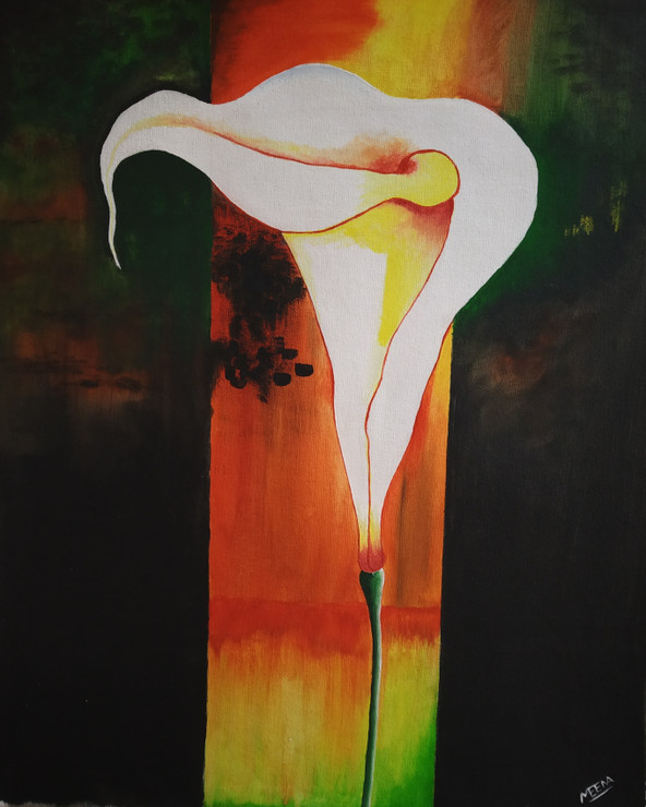 White lily (ART_5912_37558) - Handpainted Art Painting - 17in X 20in