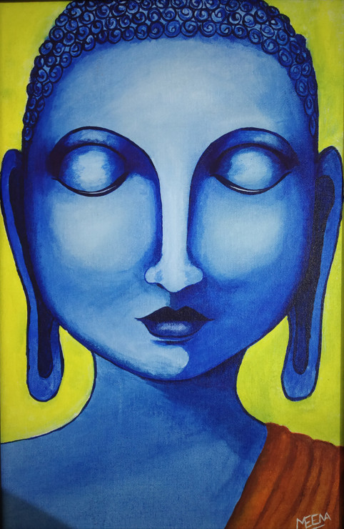 Buddha (ART_5912_37562) - Handpainted Art Painting - 11in X 17in