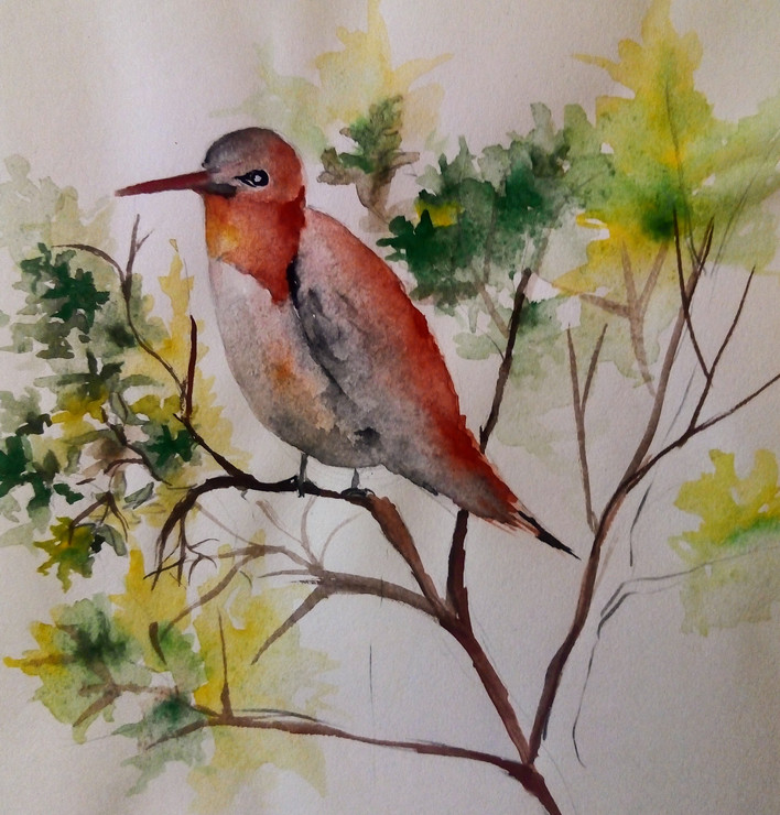 Bird (ART_5576_37763) - Handpainted Art Painting - 7in X 7in