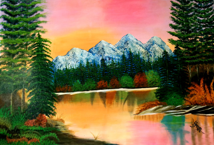 Landscape Painting (ART_6505_38083) - Handpainted Art Painting - 24in X 36in