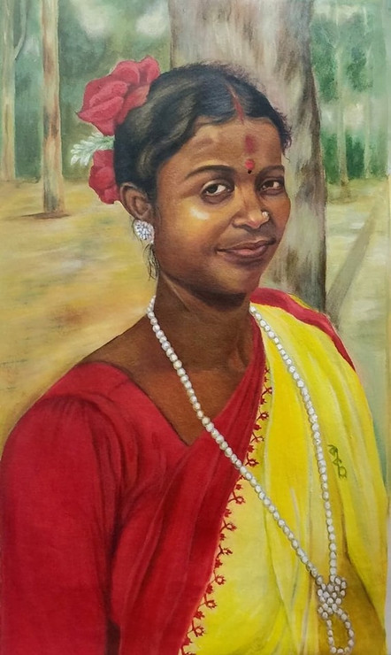 Krishnakali  (ART_5949_38360) - Handpainted Art Painting - 22in X 30in