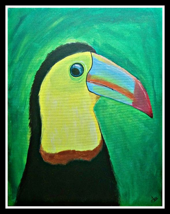 The supreme one- a baby toucan (ART_6665_38368) - Handpainted Art Painting - 16in X 20in