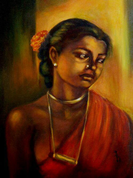 Krishnakali 1 (ART_5949_38395) - Handpainted Art Painting - 18in X 24in