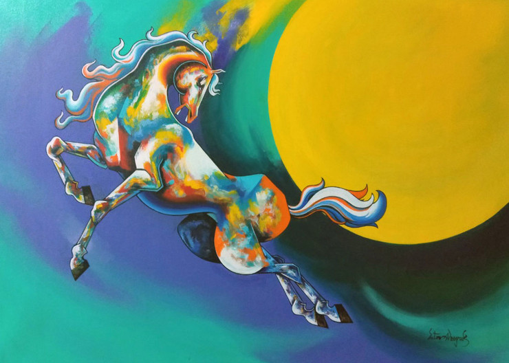HORSE 2 (ART_6663_38330) - Handpainted Art Painting - 36in X 30in