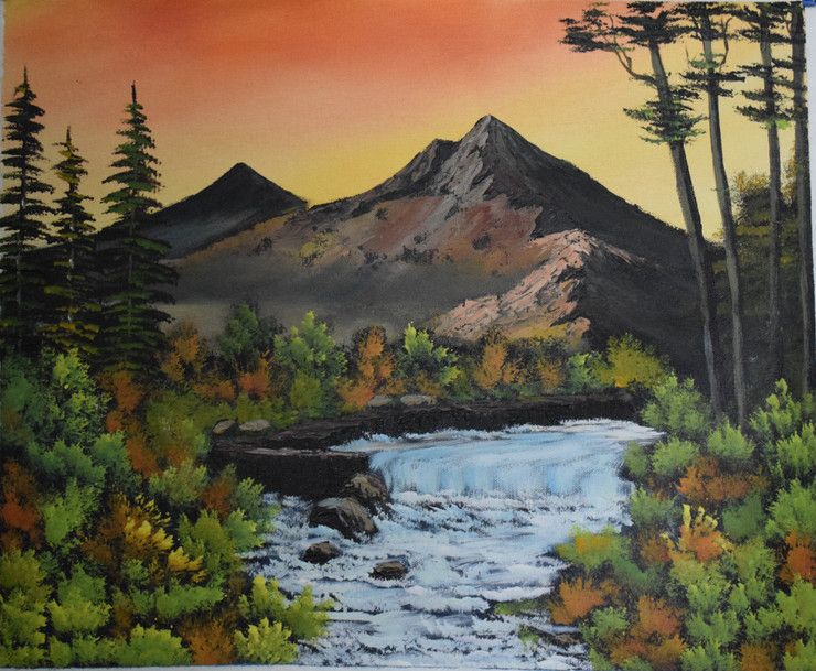 Waterfall (ART_6698_38706) - Handpainted Art Painting - 22in X 18in