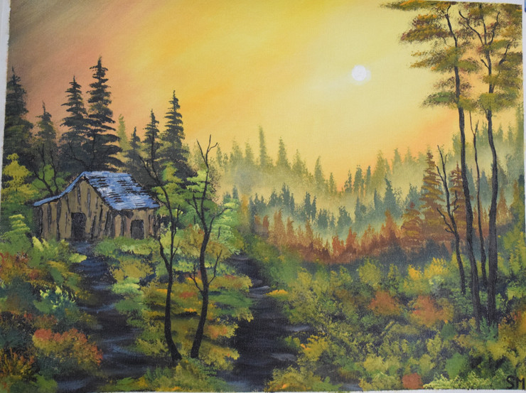 Morning show (ART_6698_38703) - Handpainted Art Painting - 21in X 16in