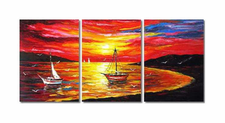sea, seascape, landscape, sun ,sunset, boat, boats, boats in sea, boats during sunset, sea at sunset