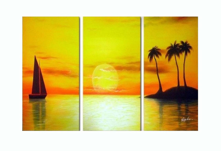horizon, sun, sea, landscape, sunset, sunrise,tree, coconut tress, boat, boat in sea, boat at sunset, sea with sunset