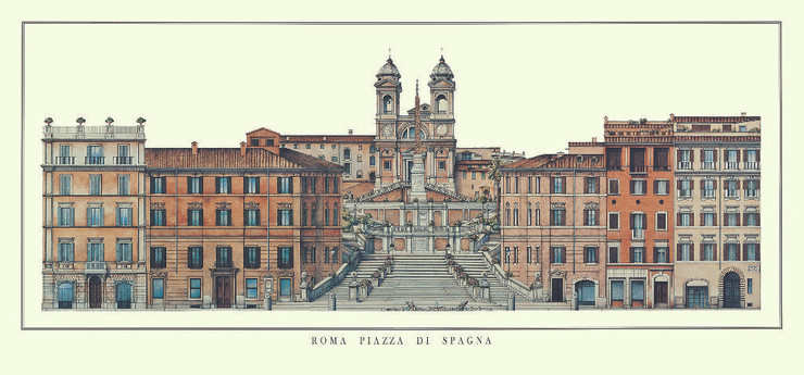 Piazza Di Spagna Rome (PRT_1175) - Canvas Art Print - 54in X 25in