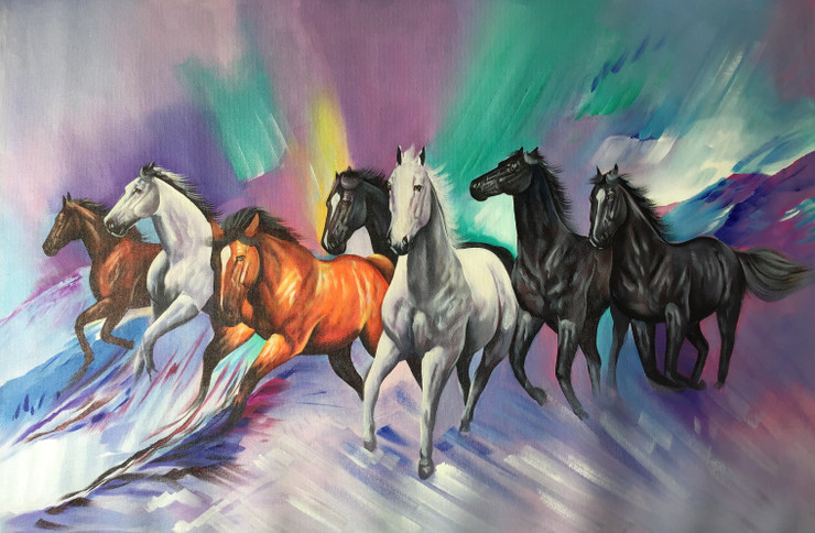 Horse painting (ART_6706_39130) - Handpainted Art Painting - 36in X 24in