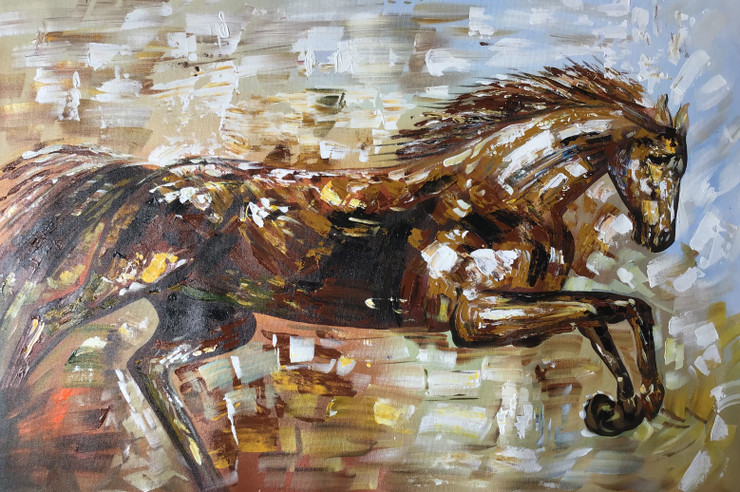 Horse painting (ART_6706_39128) - Handpainted Art Painting - 36in X 24in