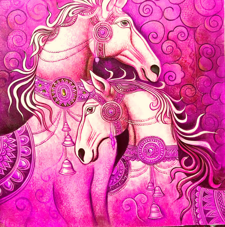 Horse painting (ART_6706_38944) - Handpainted Art Painting - 36in X 36in