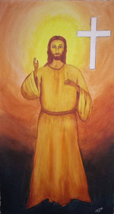 Jesus Christ- spiritual teacher (ART_5912_38868) - Handpainted Art Painting - 19in X 35in