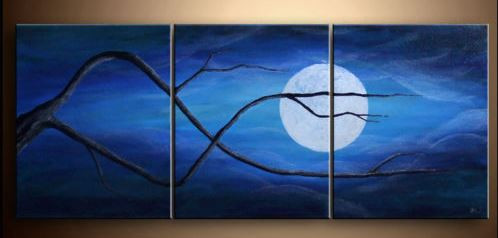 moon, night, tree,forest, tree at night, moon painting, clouds, moon behind clouds, moon behind tree