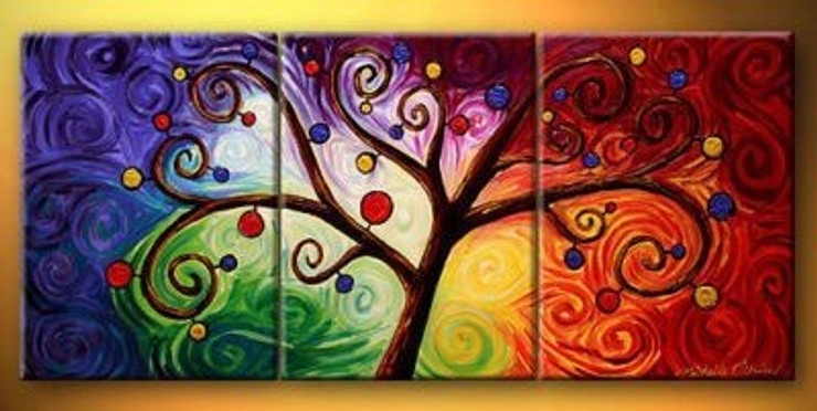 tree, abstract, abstract tree,multicolored tree,curves, circles