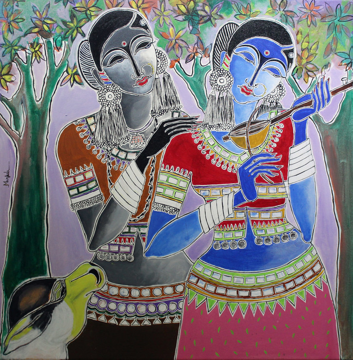 Banjara Womens (ART_4939_39168) - Handpainted Art Painting - 36in X 36in