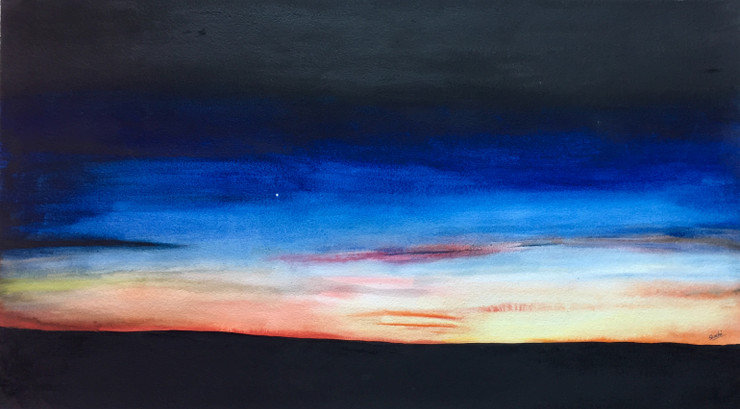 Just before night (ART_6659_39315) - Handpainted Art Painting - 30in X 17in