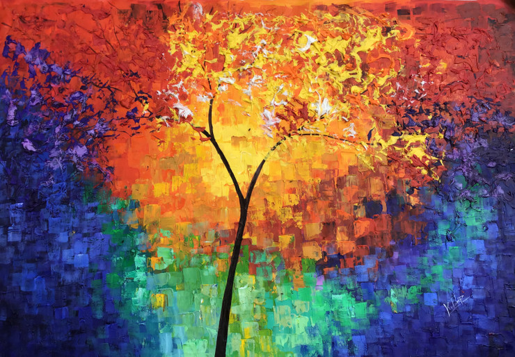 MoDern art tree painting (ART_6706_39426) - Handpainted Art Painting - 48in X 36in