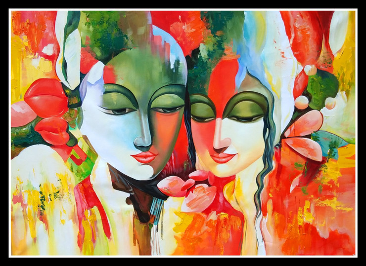 Lord Krishna painting (ART_6706_39434) - Handpainted Art Painting - 36in X 24in