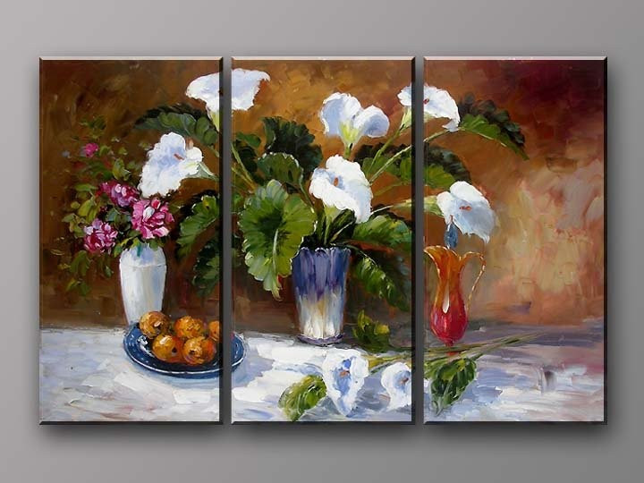 flower, flowers, flower vase, three vases, lilies, lily, still life, still life flower, still life vase