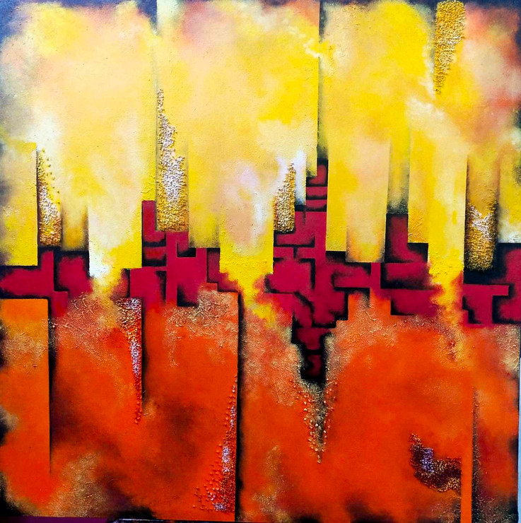 Skyline (ART_3682_40206) - Handpainted Art Painting - 36in X 36in
